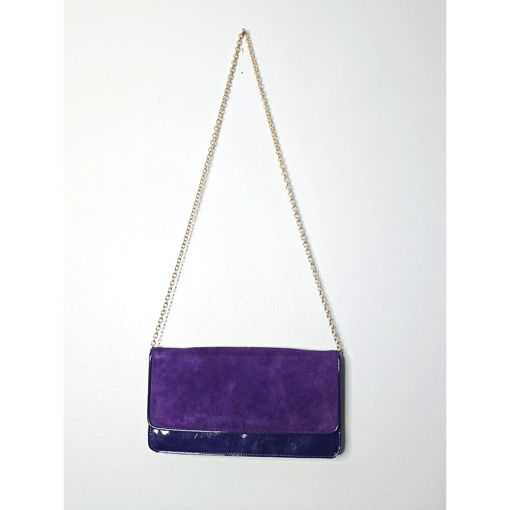 Aldo Purple Faux Suede & Patent Leather Clutch